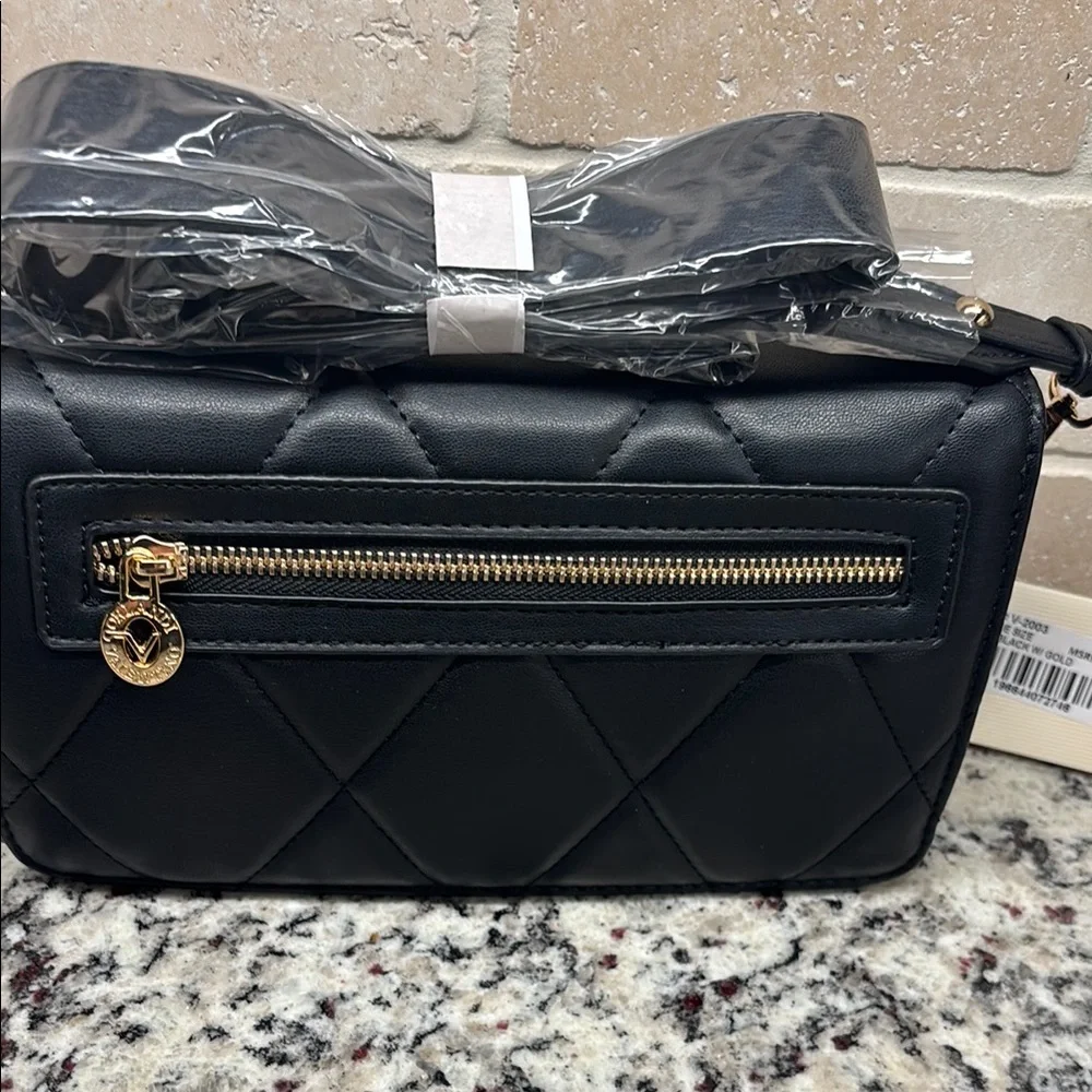 Valentino Orlandi Black Vegan Leather Quilted‎ Bag